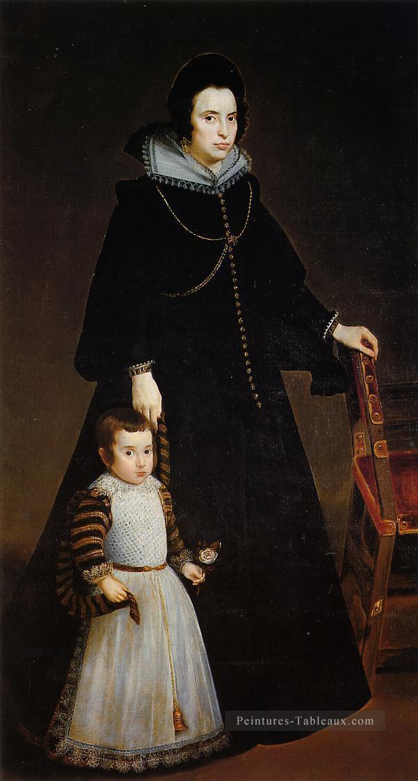 Dona Antonia de Ipenarrieta et Galdos avec son portrait de son fils Diego Velázquez Peintures à l'huile